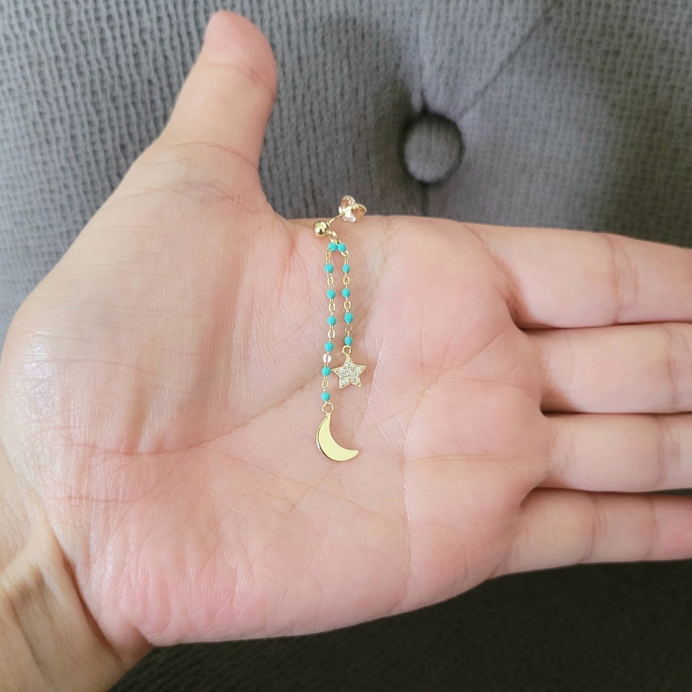 Elements Dangling Moon🌙 and Star⭐ Earrings - Picture 8 of 16